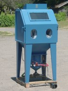 Pressure Blast Cabinets for blasting  small  to medium size parts.  These cabinets come in a variety of sizes.  We have demos in our shop to run your parts.